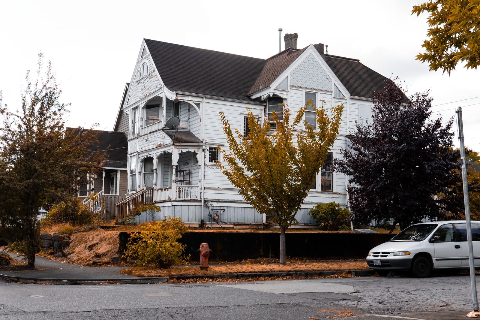 White house on residential street